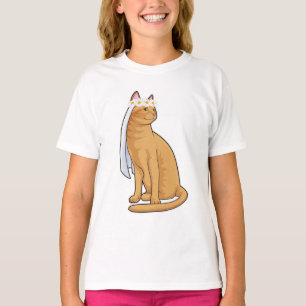 Katze als Braut mit Schleier T-Shirt