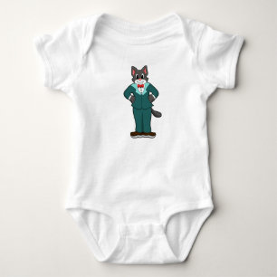 Katze als Bräutigam mit Anzug und Schleife Baby Strampler