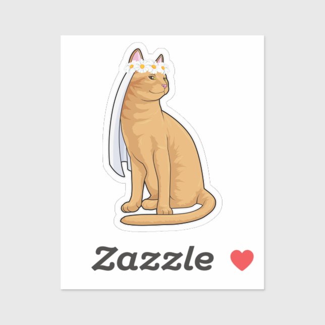 Katze als Brücke mit Schleier Aufkleber (Blatt)