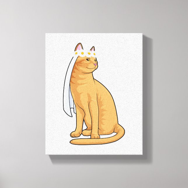 Katze als Brücke mit Schleier Leinwanddruck (Vorderseite)