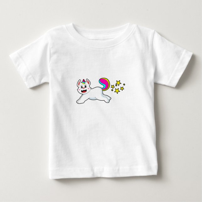 Katze als Einhorn Baby T-shirt (Vorderseite)