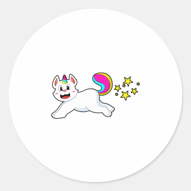 Katze als Einhorn Runder Aufkleber (Vorderseite)