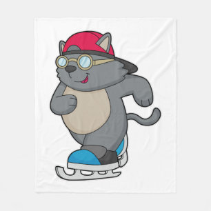 Katze als Eis-Skater mit Eis-Skaten Fleecedecke