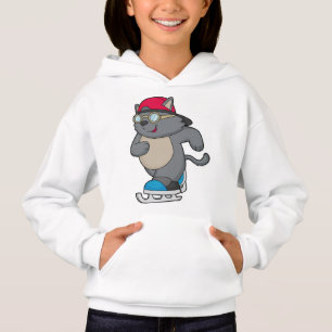 Katze als Eis-Skater mit Eis-Skaten Hoodie