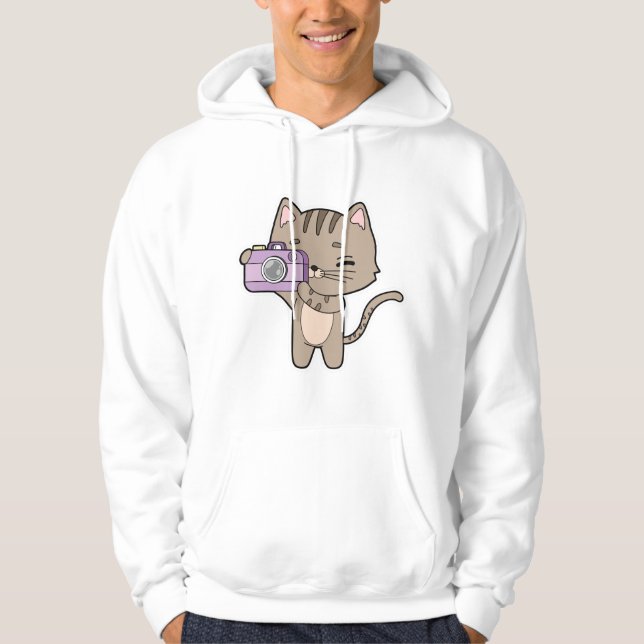 Katze als Fotograf mit Kamera Hoodie (Vorderseite)