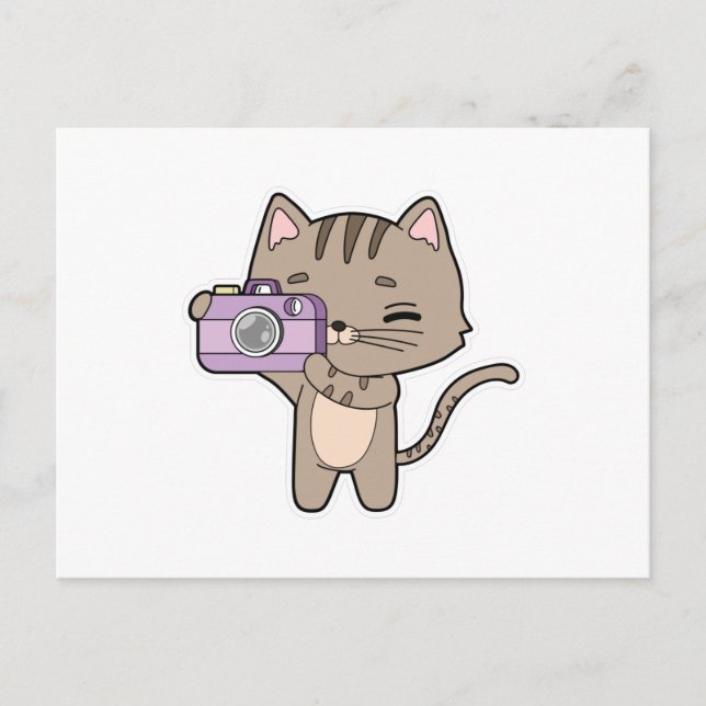 Katze als Fotograf mit Kamera Postkarte (Vorderseite)