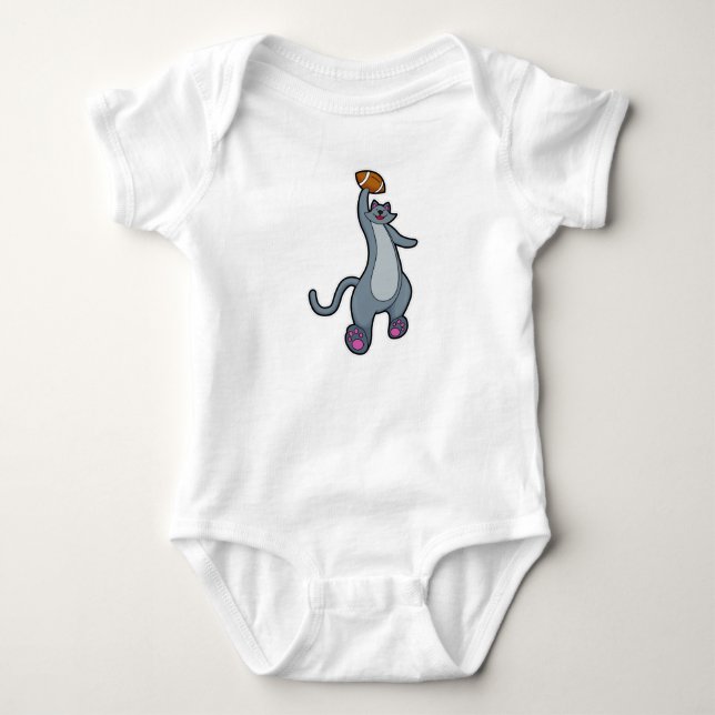 Katze als Fußballspieler mit Fußball Baby Strampler (Vorderseite)