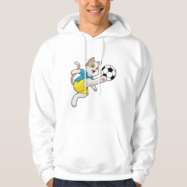 Katze als Fußballspieler mit Fußball Hoodie (Vorderseite)
