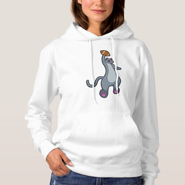 Katze als Fußballspieler mit Fußball Hoodie (Vorderseite)