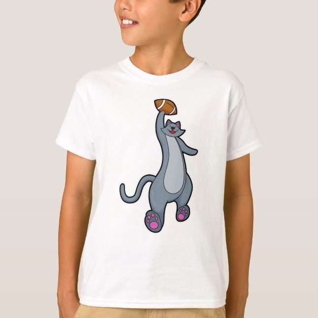 Katze als Fußballspieler mit Fußball T-Shirt (Vorderseite)