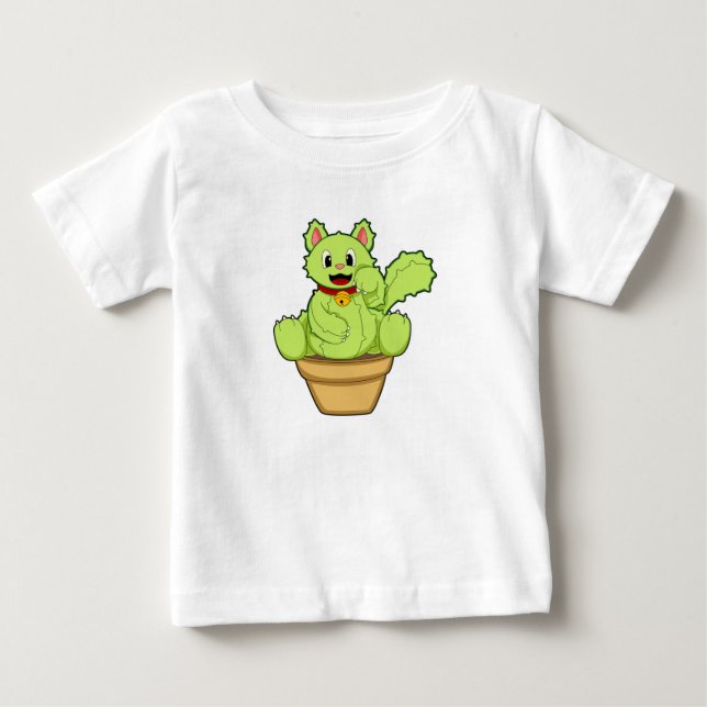 Katze als Kaktus Baby T-shirt (Vorderseite)