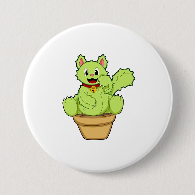 Katze als Kaktus Button (Vorderseite)