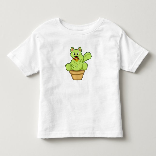 Katze als Kaktus Kleinkind T-shirt (Vorderseite)
