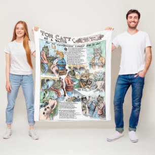 Katze als Kellner, Louis Wain Fleecedecke