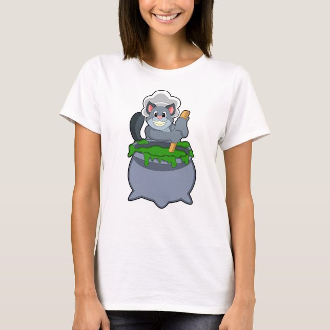 Katze als Koch mit Zaubertrank T-Shirt (Vorderseite)