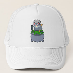 Katze als Koch mit Zaubertrank Truckerkappe