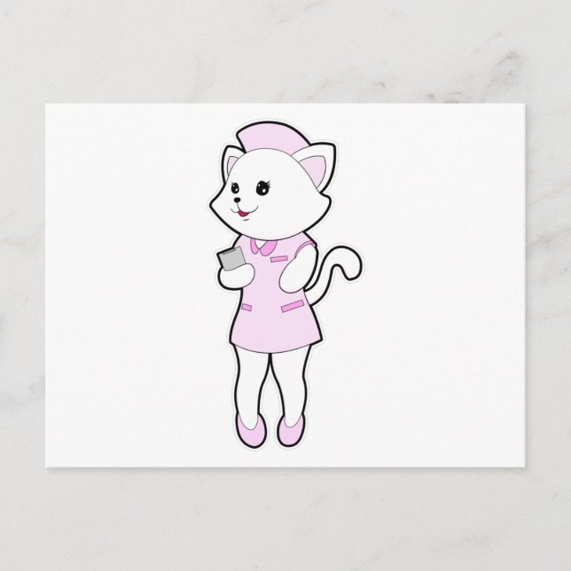 Katze als Krankenschwester mit Notizblock Postkarte (Vorderseite)