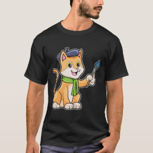 Katze als Maler mit Pinsel & Schal T-Shirt