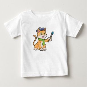 Katze als Maler mit Pinsel und Karpfen Baby T-shirt