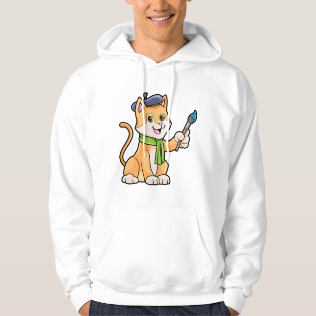 Katze als Maler mit Pinsel und Karpfen Hoodie (Vorderseite)
