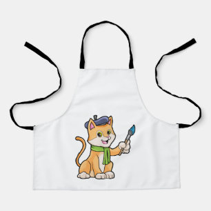 Katze als Maler mit Pinsel und Karpfen Schürze