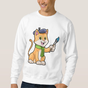 Katze als Maler mit Pinsel und Karpfen Sweatshirt
