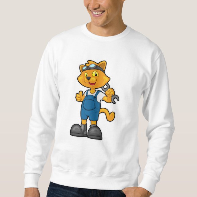 Katze als Mechanik mit Spanner Sweatshirt (Vorderseite)