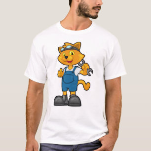 Katze als Mechanik mit Spanner T-Shirt
