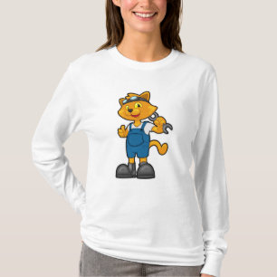 Katze als Mechanik mit Spanner T-Shirt