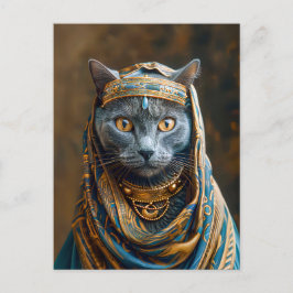 Katze als Pharaoh Queen verkleidet Postkarte