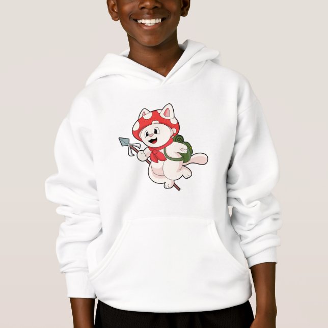 Katze als Pilzsucher mit Pilzsaal Hoodie (Vorderseite)