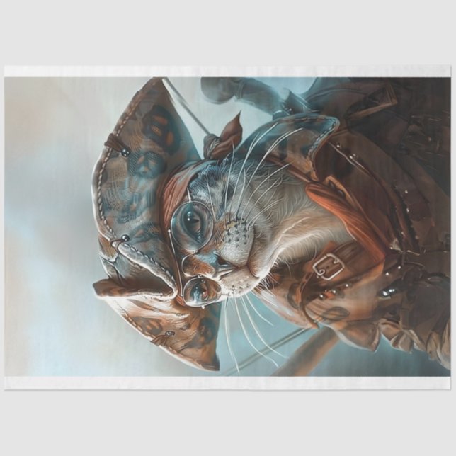 Katze als Pirate Decoupage verkleidet Seidenpapier (Vorderseite)