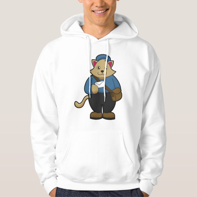 Katze als Postman mit Umschlag & Beutel Hoodie (Vorderseite)