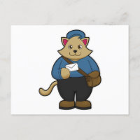 Katze als Postman mit Umschlag & Beutel
