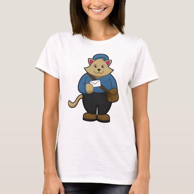 Katze als Postman mit Umschlag & Beutel T-Shirt (Vorderseite)