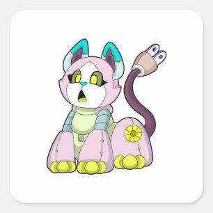 Katze als Roboter Quadratischer Aufkleber