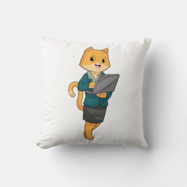 Katze als Sekretär für Laptop Kissen (Vorderseite)