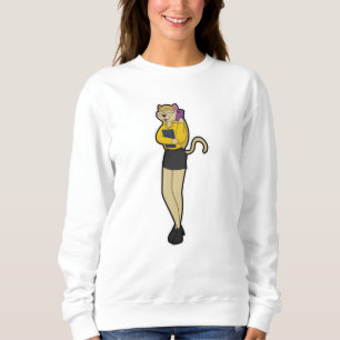 Katze als Sekretär für Laptop und Mobiltelefon Sweatshirt