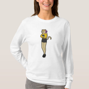 Katze als Sekretär für Laptop und Mobiltelefon T-Shirt