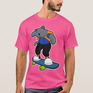 Katze als Skateboarder mit Skateboard T-Shirt