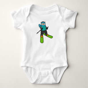 Katze als Skifahrer mit Ski Baby Strampler