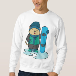 Katze als Snowboarder mit Snowboard Sweatshirt