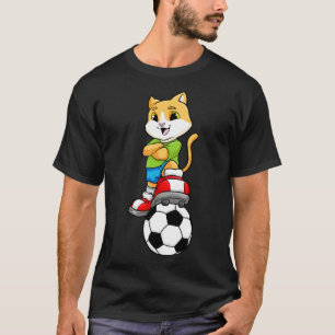 Katze als Spieler mit Kugel und Schuhen T-Shirt