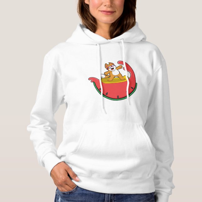 Katze als Surfer mit Watermelon Hoodie (Vorderseite)