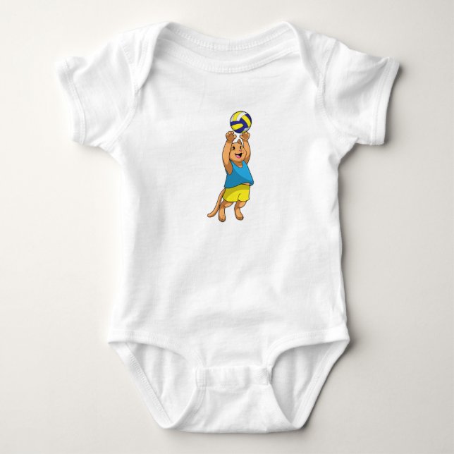 Katze als Volleyballspieler mit Volleyball Baby Strampler (Vorderseite)