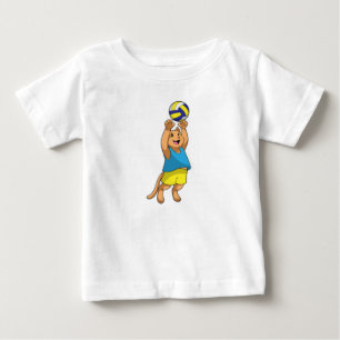 Katze als Volleyballspieler mit Volleyball Baby T-shirt