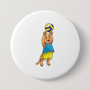 Katze als Volleyballspieler mit Volleyball Button