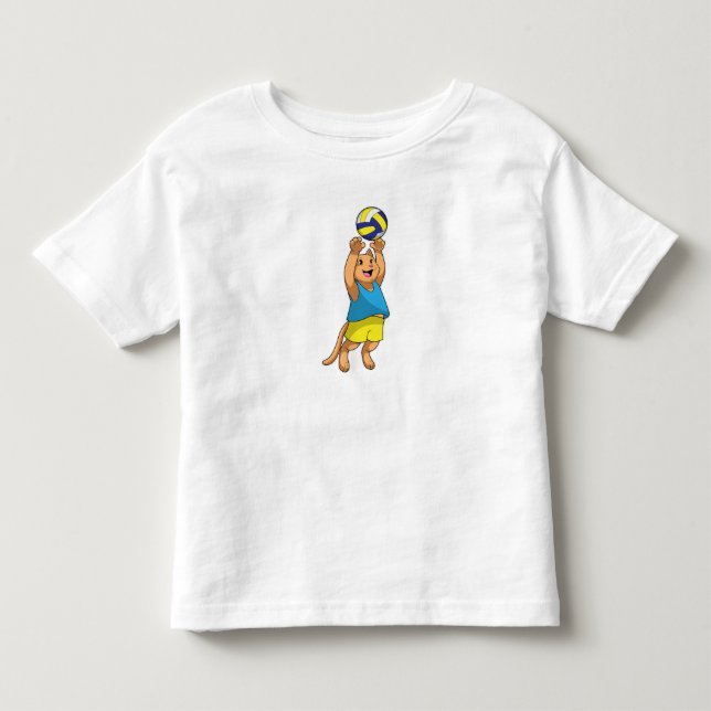 Katze als Volleyballspieler mit Volleyball Kleinkind T-shirt (Vorderseite)