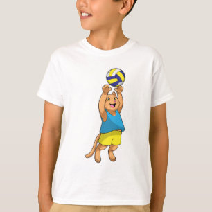 Katze als Volleyballspieler mit Volleyball T-Shirt