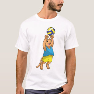 Katze als Volleyballspieler mit Volleyball T-Shirt